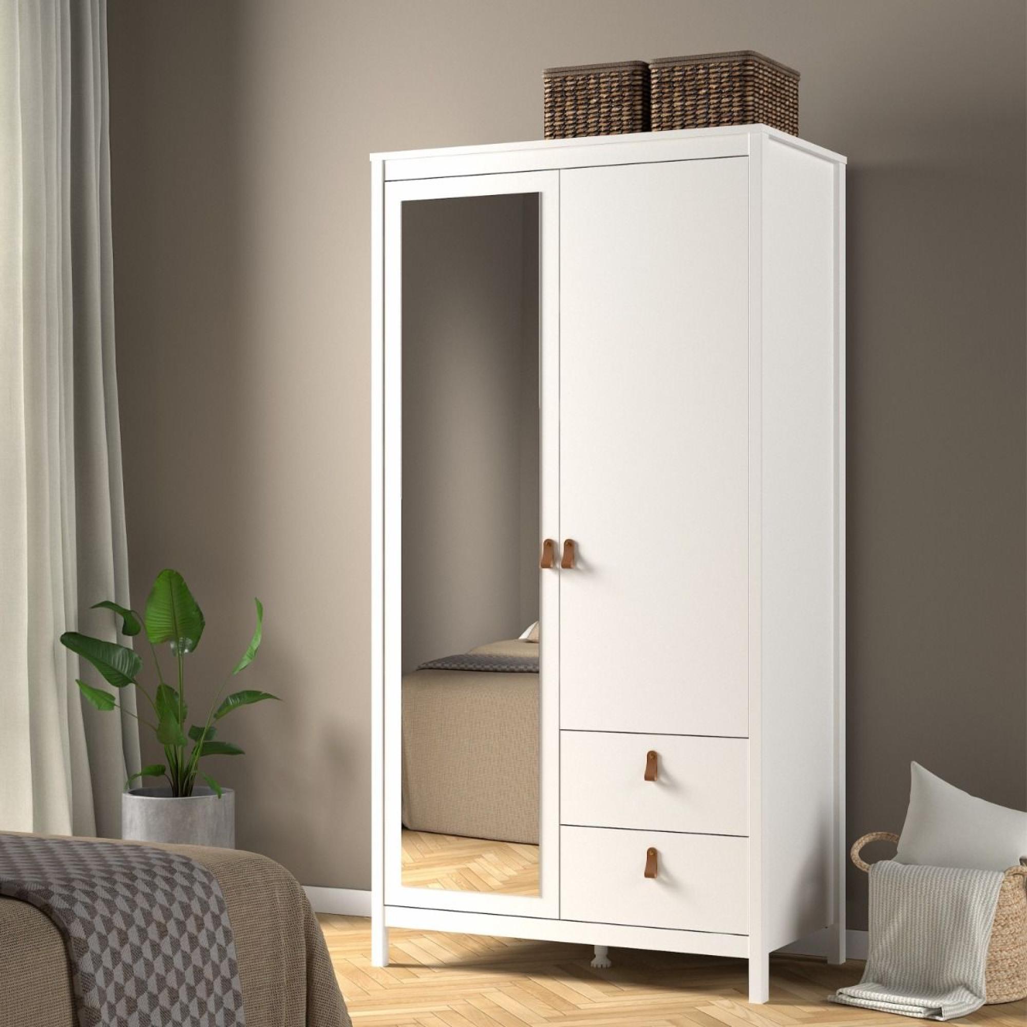 Barcelona Wardrobe - 2 Door - 2 Drawer - Combi - White