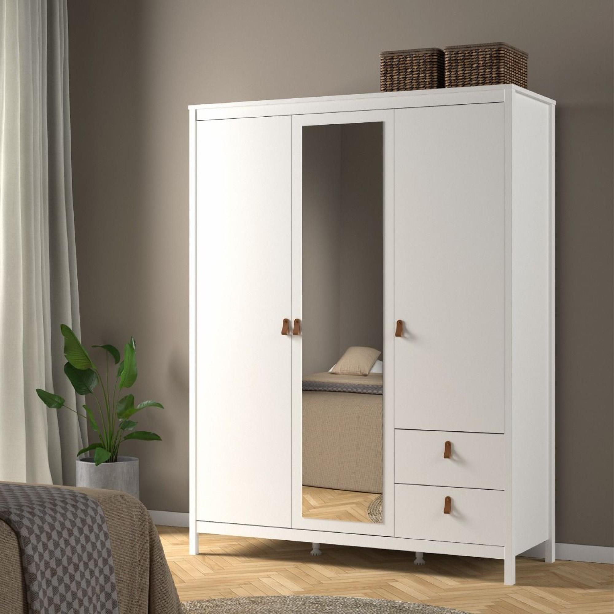 Barcelona Wardrobe - 3 Door - 2 Drawer - Combi - White