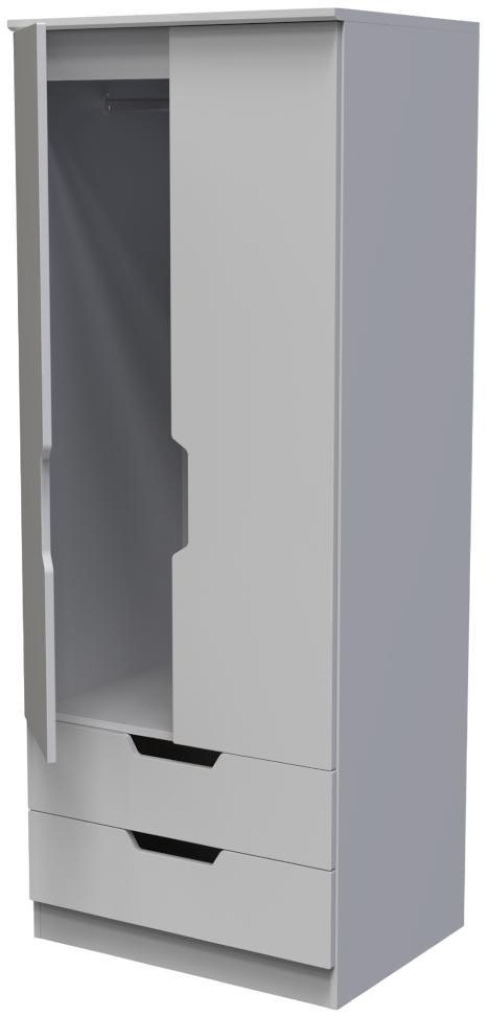 Bella Wardrobe - 2 Door - 2 Drawers - Double - Grey