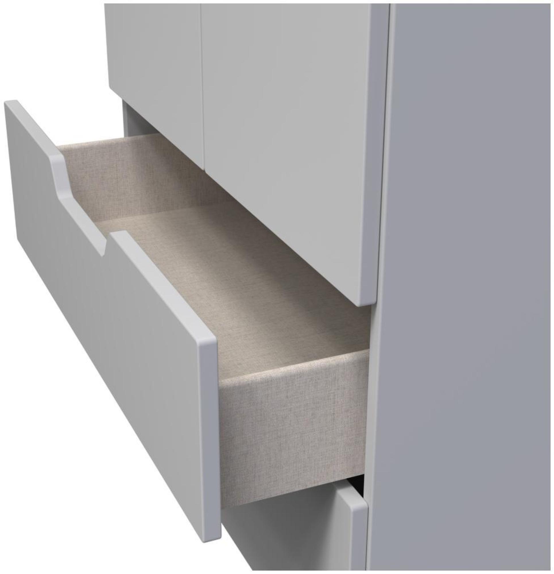 Bella Wardrobe - 2 Door - 2 Drawers - Double - Grey