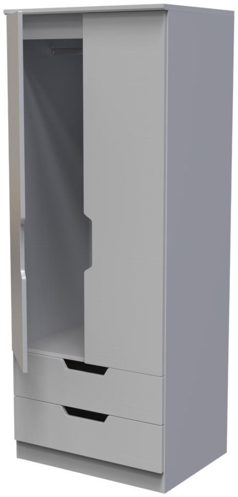 Bella Wardrobe - 2 Door - 2 Drawers - Double - Grey Ash