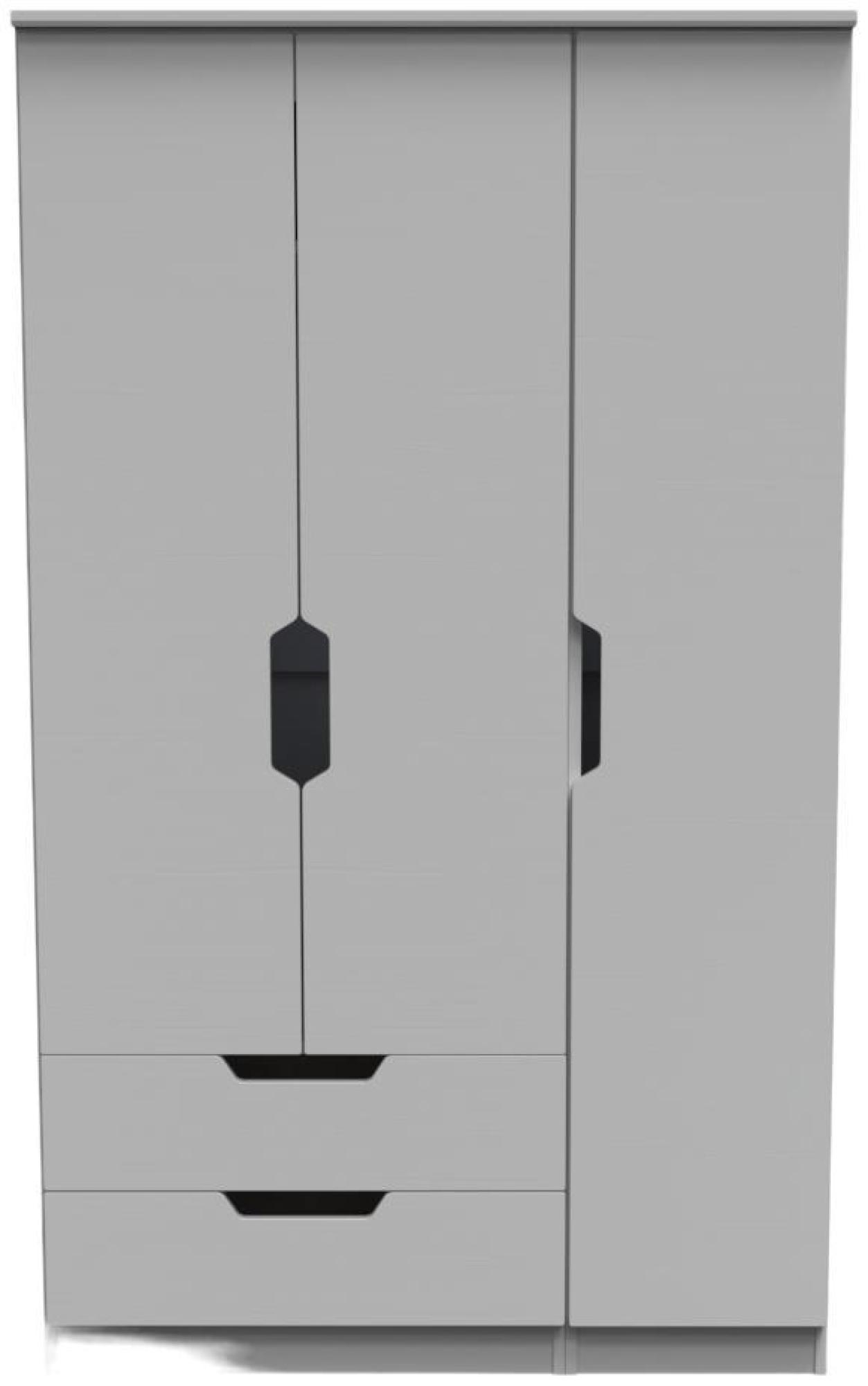 Bella Grey Ash 3 Door Triple Wardrobe - LHF 2 Drawers
