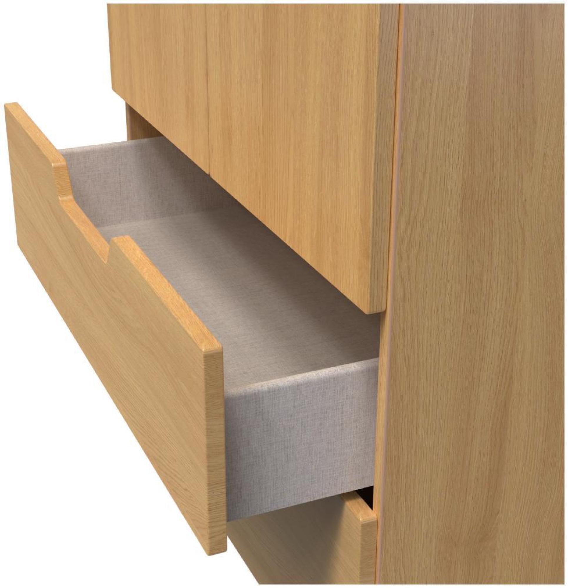 Bella Wardrobe - 2 Door - 2 Drawers - Double - Oak