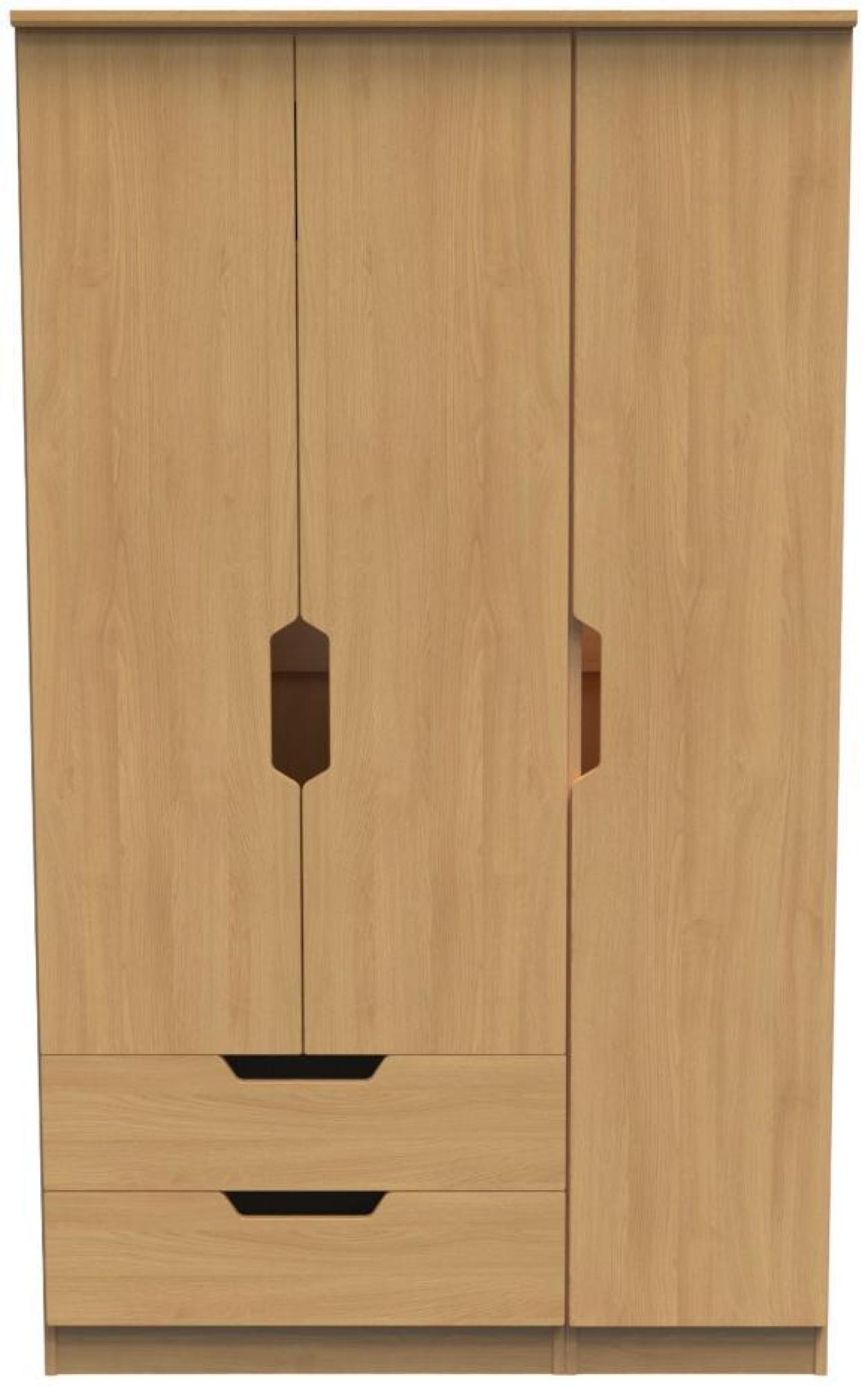 Bella Oak Effect 3 Door Triple Wardrobe - LHF 2 Drawers