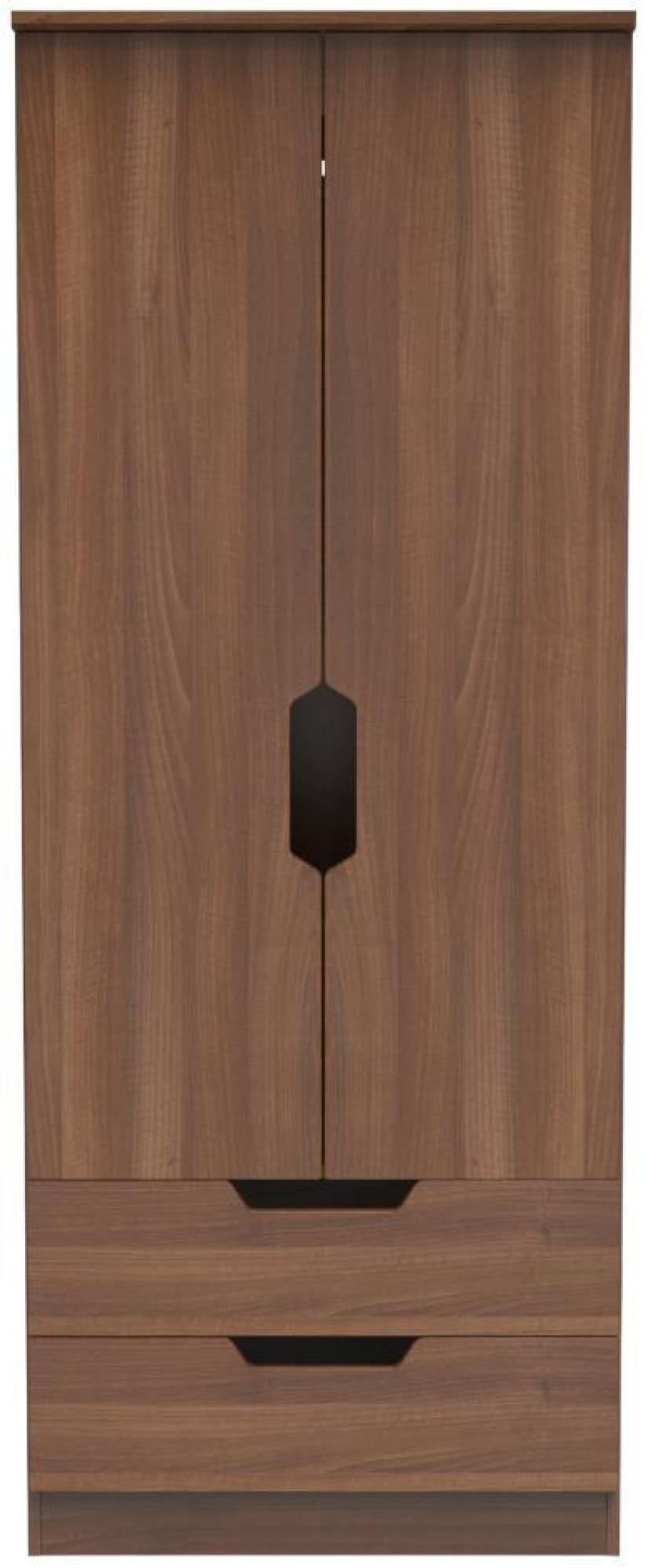 Bella Walnut Effect 2 Door 2 Drawer Double Wardrobe
