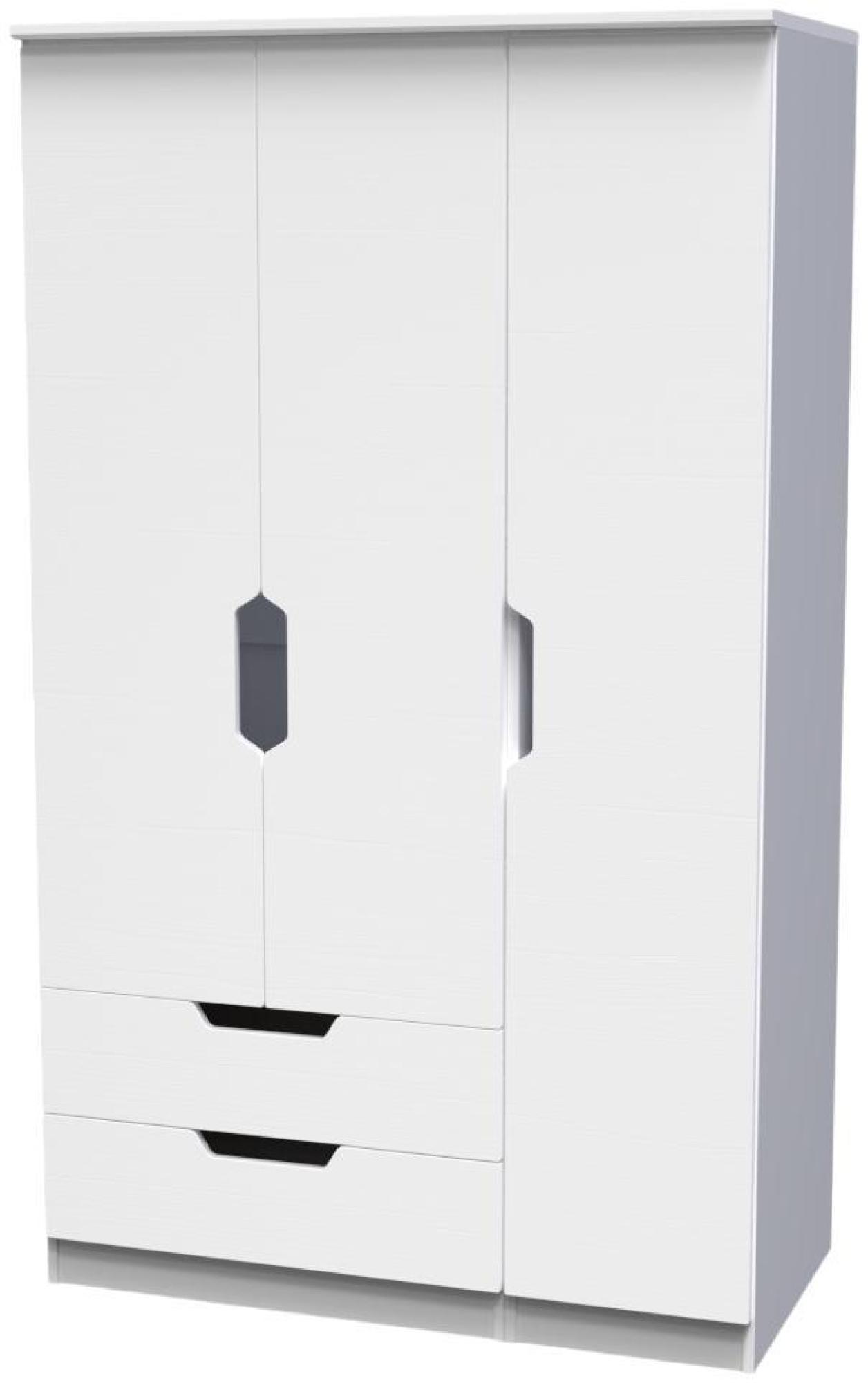 Bella Wardrobe - 3 Door - Triple - with LHF 2 Drawers - White