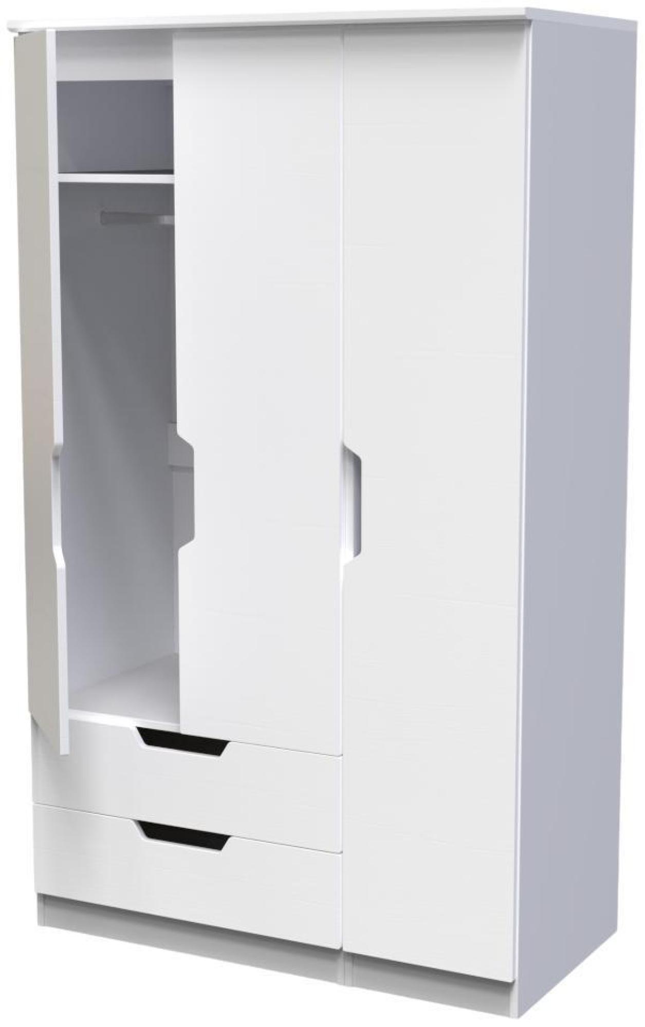 Bella Wardrobe - 3 Door - Triple - with LHF 2 Drawers - White