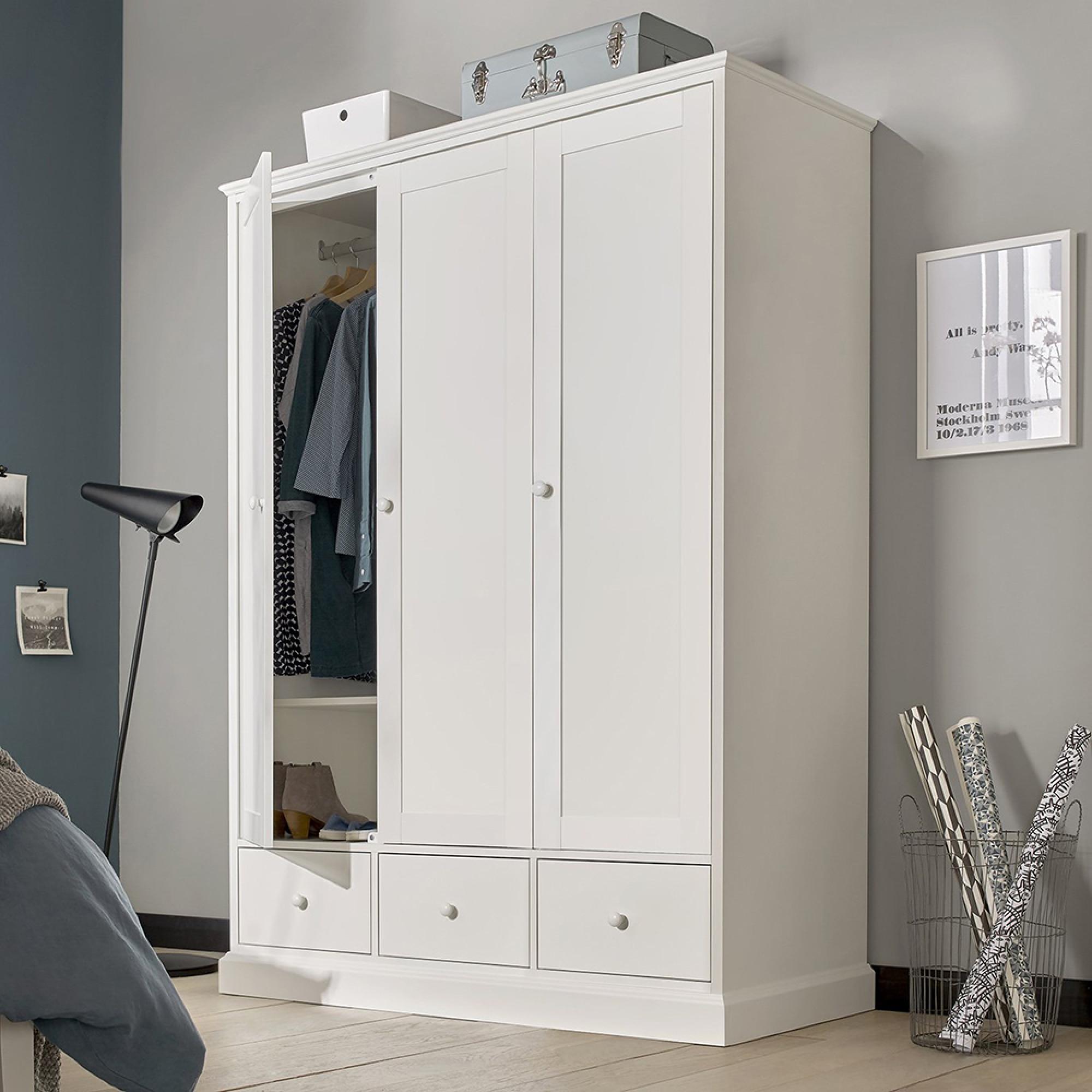 Ashby White Wardrobe - 3 Door Combi