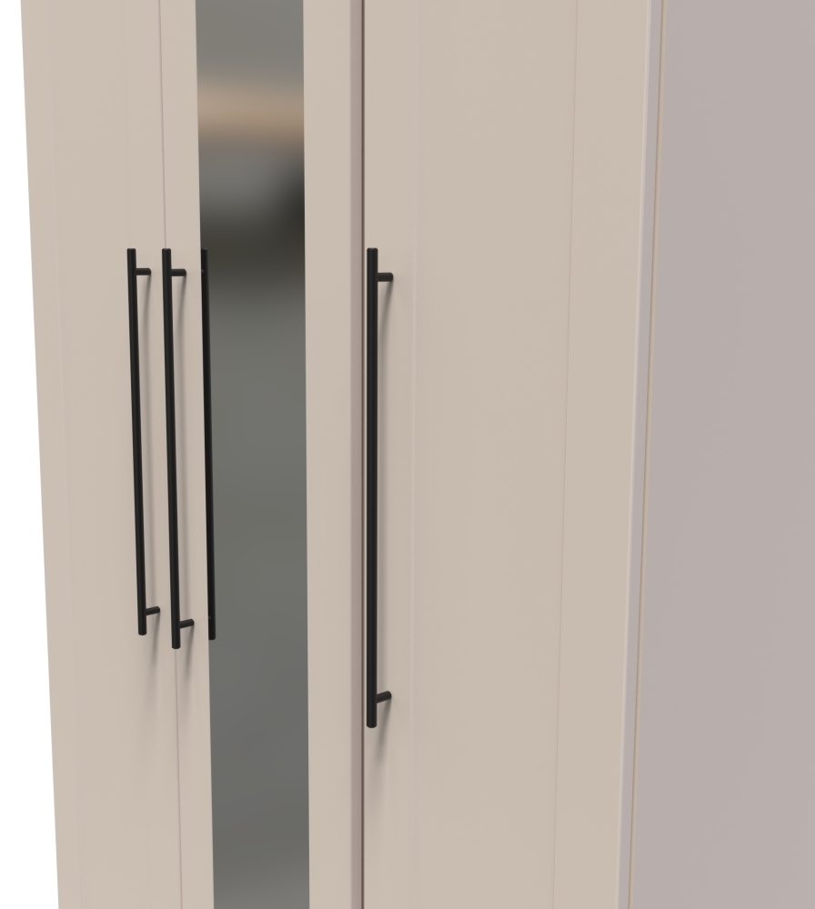 Beverley Wardrobe - 3 Door - Tall Triple - with 1 Mirror - Cashmere