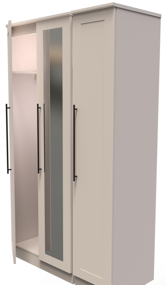 Beverley Wardrobe - 3 Door - Tall Triple - with 1 Mirror - Cashmere