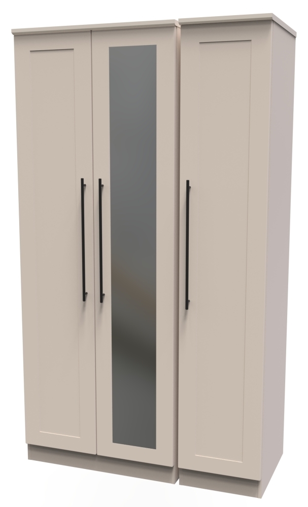 Beverley Wardrobe - 3 Door - Tall Triple - with 1 Mirror - Cashmere