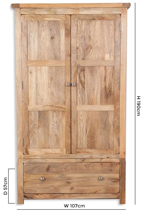 Odisha Wardrobe - 2 Door - Solid Mango Wood