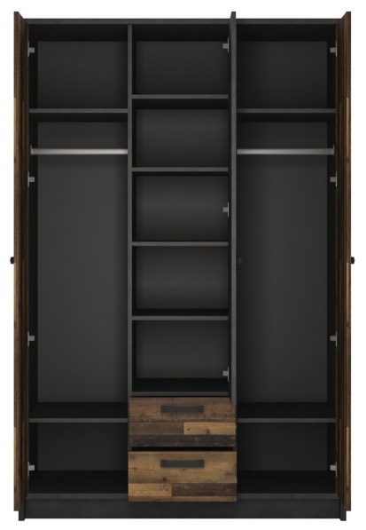 Brooklyn Wardrobe - 3 Door - 2 Drawer - Rustic