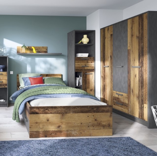 Brooklyn Wardrobe - 3 Door - 2 Drawer - Rustic
