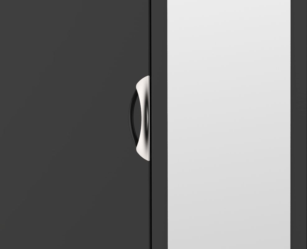 Camden Wardrobe - 2 Door with 1 Mirror - Black Gloss