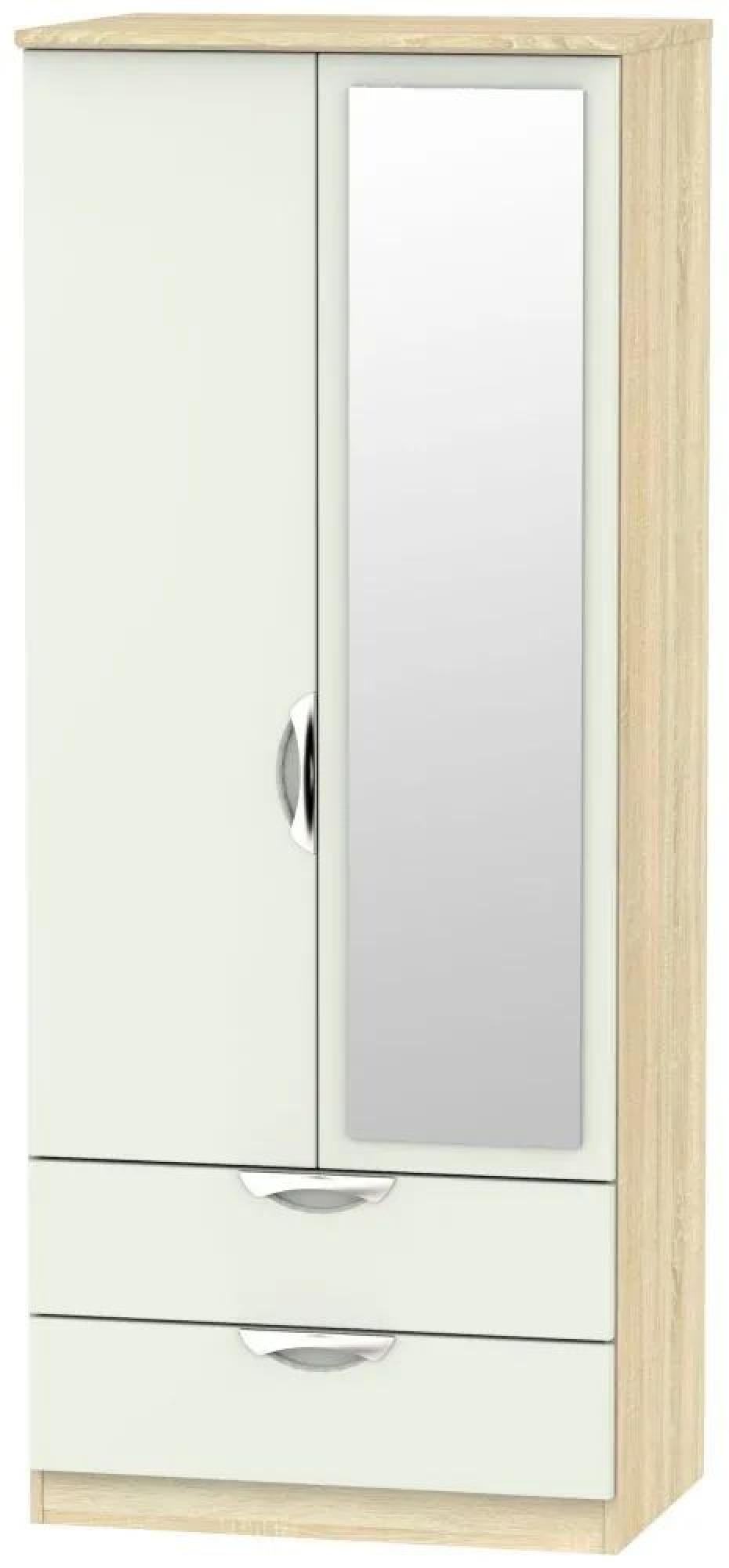 Camden Cashmere and Oak Effect 2 Door Combi Wardrobe - 1 Mirror