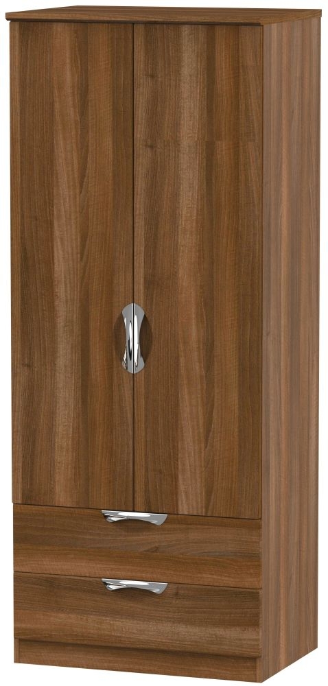Camden Walnut Effect 2 Door 2 Drawer Double Wardrobe