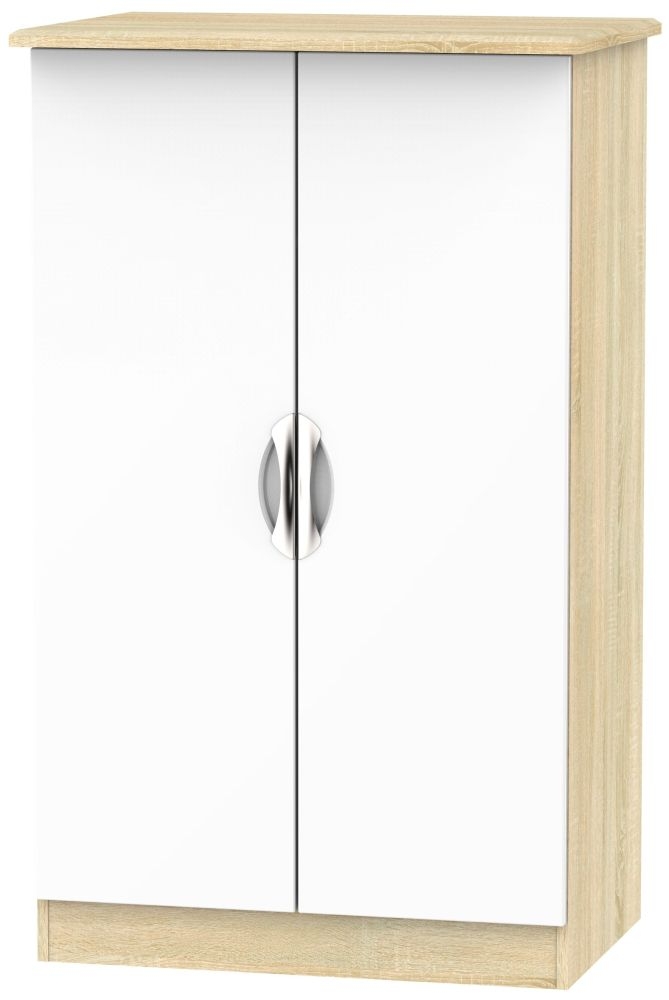 Camden White Gloss and Oak Effect Midi Wardrobe