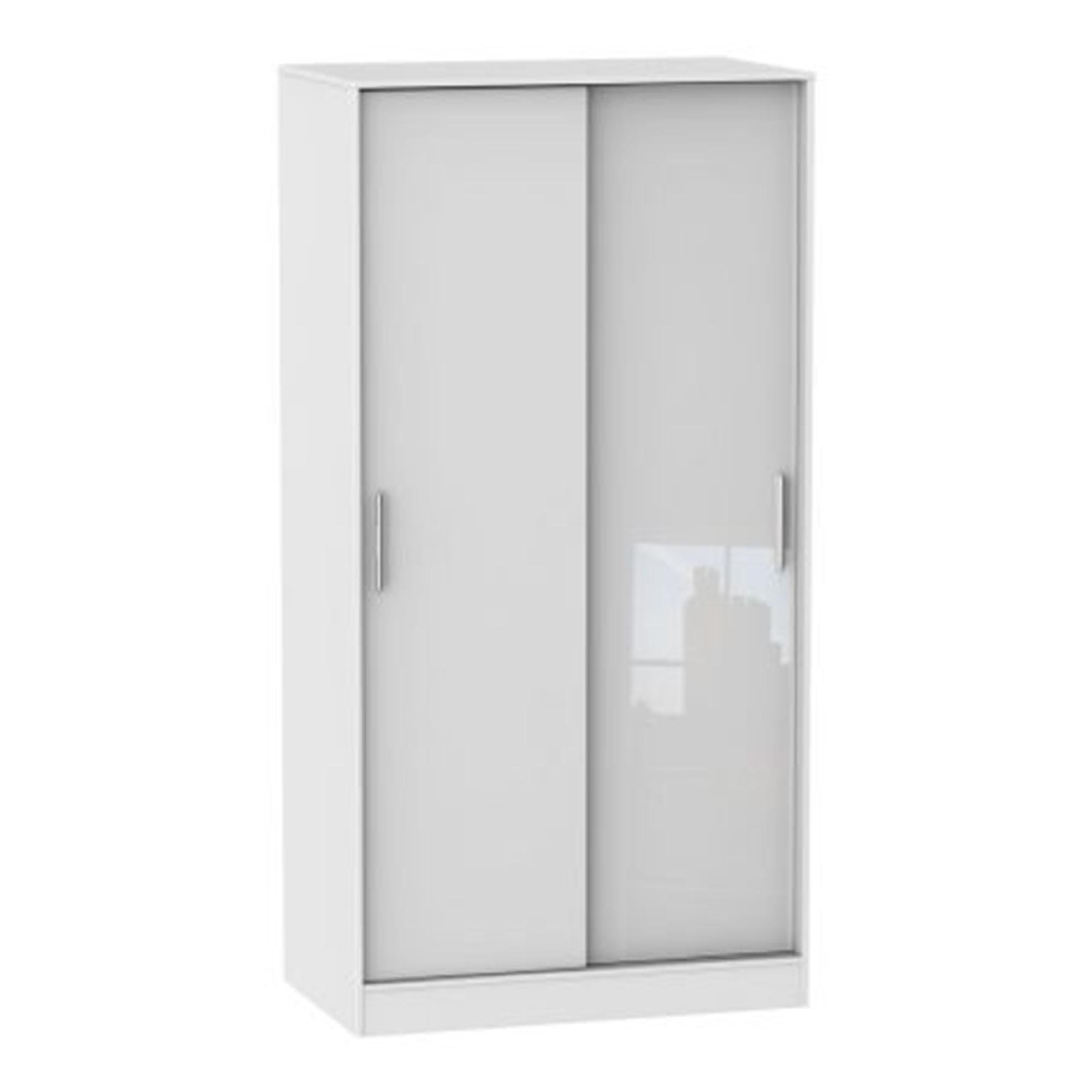 Clearance - Knightsbridge White Gloss 2 Door Sliding Wardrobe - FSS16031