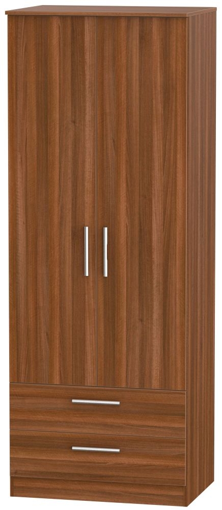 Contrast Noche Walnut 2 Door 2 Drawer Wardrobe
