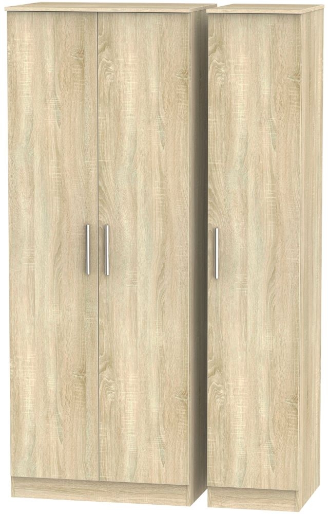 Contrast Oak Effect 3 Door Tall Triple Wardrobe