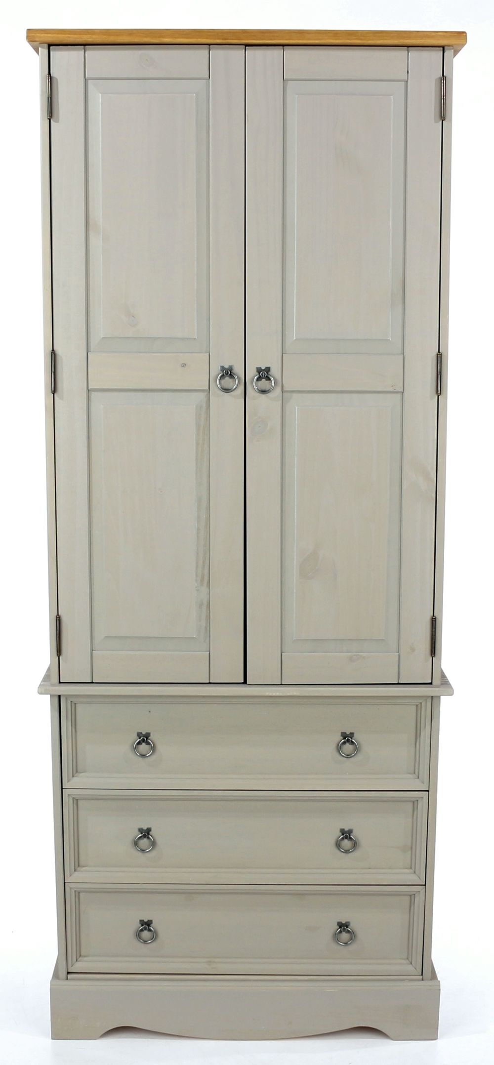 Corona Grey Mexican Pine 2 Door Wardrobe with Drawers