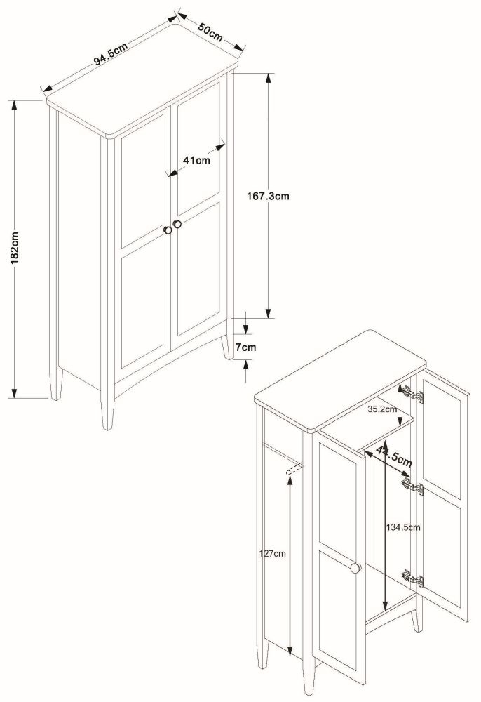Como Wardrobe - 2 Door - Grey Painted