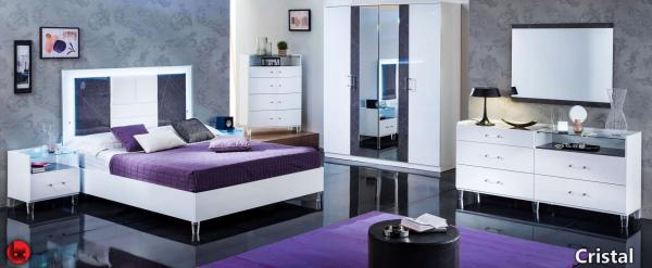 Cristal Grey Marble Italian 4 Door Wardrobe with Mirrors