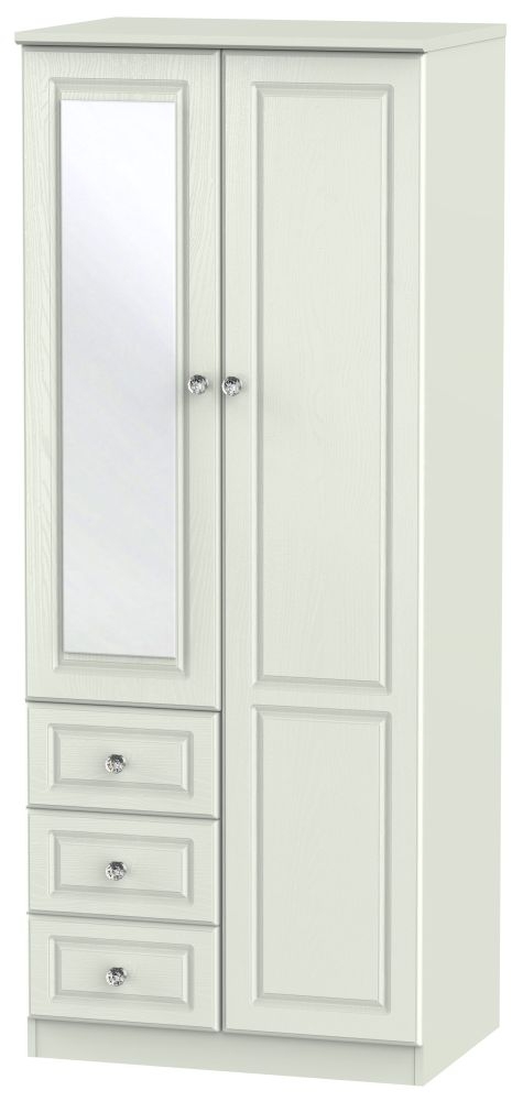 Crystal Cashmere 2 Door Combi Wardrobe - 1 Mirror RHF 3 Drawers