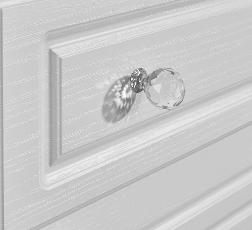 Crystal Mirror Wardrobe - 2 Door - 2 Drawer - 1 Mirror - White