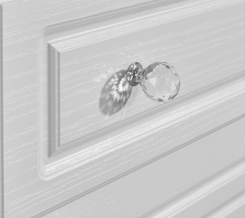 Crystal Triple Wardrobe - 3 Door - RHF 2 Drawers - White