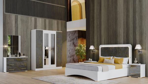 Dalia Grey Italian 4 Door Wardrobe with Mirrors