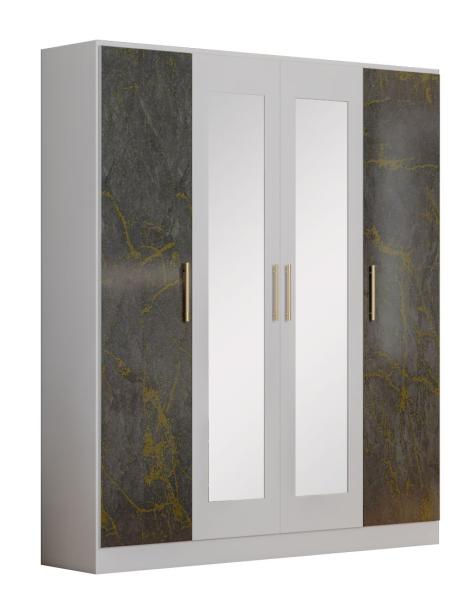 Dalia Grey Italian 4 Door Wardrobe with Mirrors
