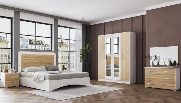 Dalia Light Oak Italian 4 Door Wardrobe with Mirrors