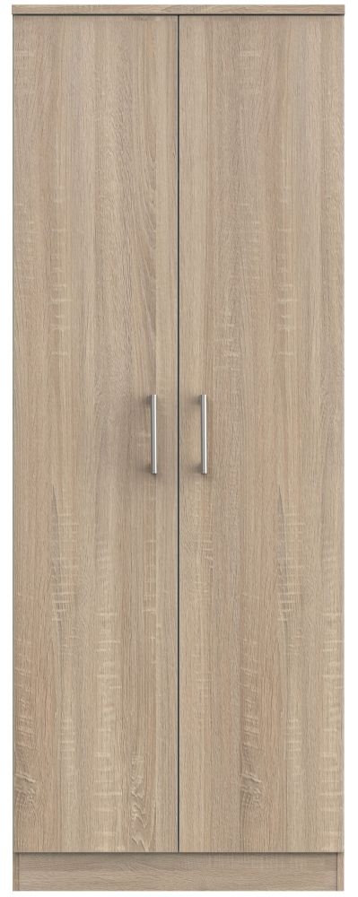 Devon Oak Effect 2 Door Plain Tall Wardrobe