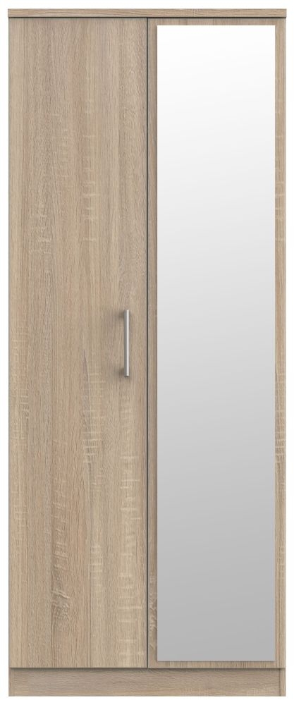 Devon Oak Effect 2 Door Wardrobe - 1 Mirror