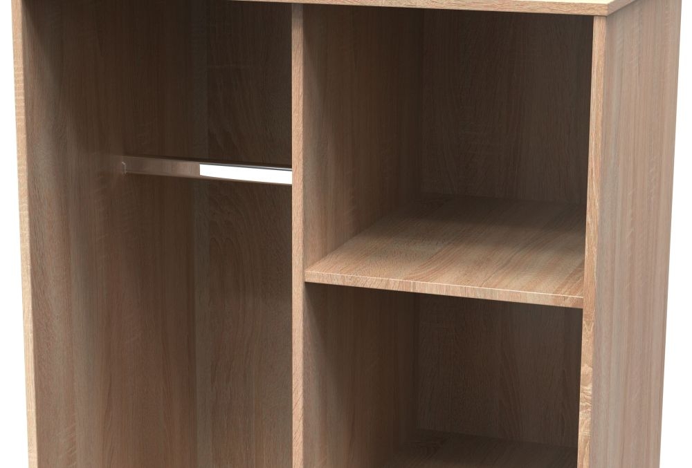 Diamond Front Open Shelf Wardrobe - Oak