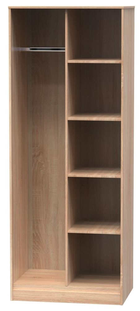 Diamond Front Open Shelf Wardrobe - Oak