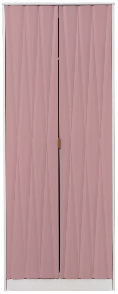 Diamond Pink and White 2 Door Plain Tall Wardrobe