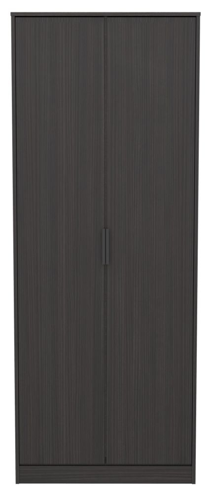 Diego Black 2 Door Plain Tall Wardrobe