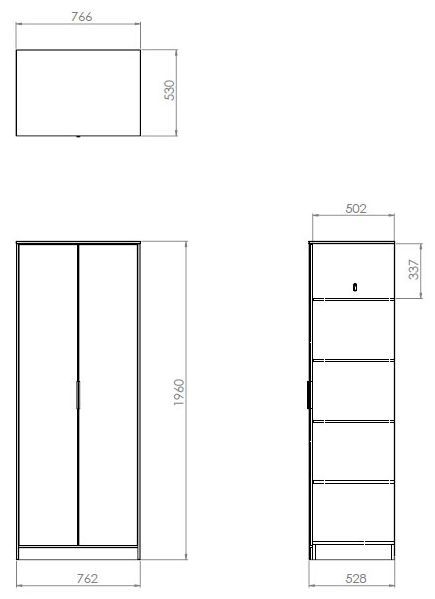 Diego Tall Wardrobe - 2 Door - Plain - Grey