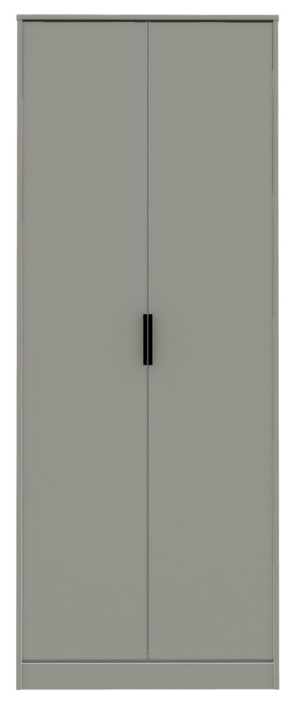 Diego Grey 2 Door Plain Tall Wardrobe