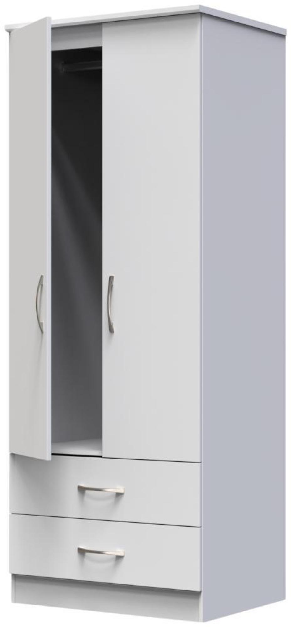 Eve Wardrobe - 2 Door - 2 Drawer - Double - Tall - Grey