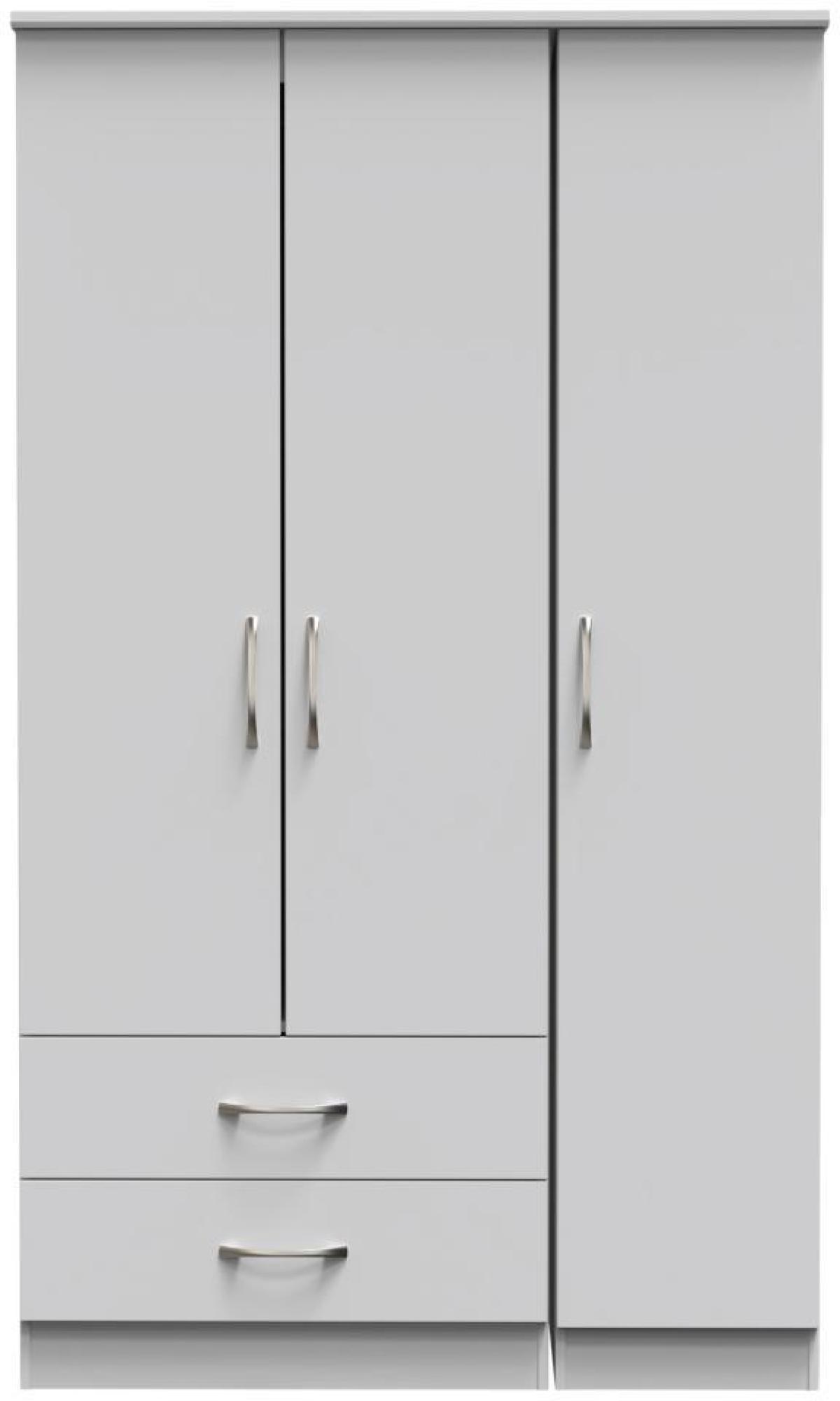 Eve Grey 3 Door Tall Triple Wardrobe - LHF 2 Drawers