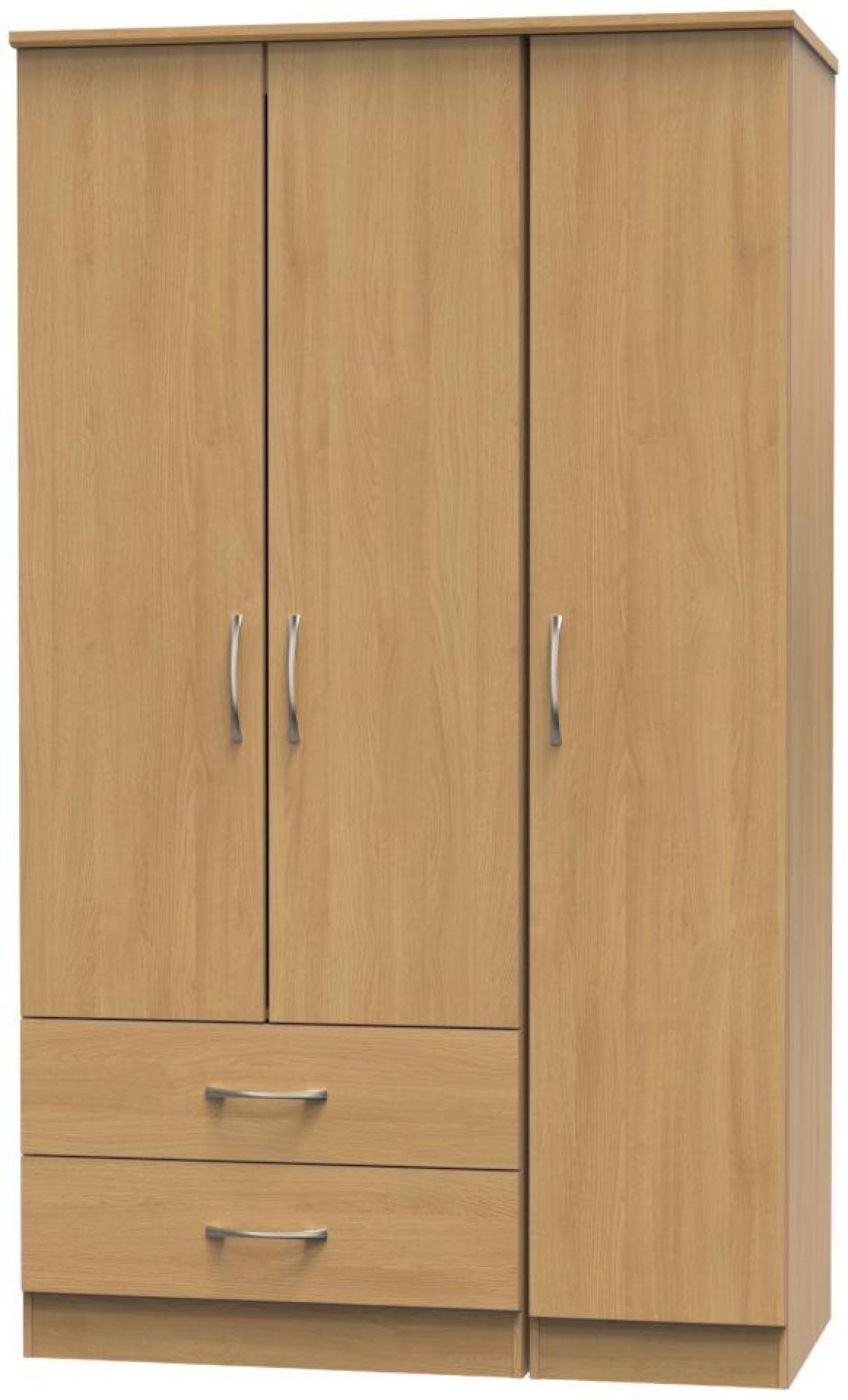 Eve Wardrobe - 3 Door - Tall - Triple - LHF 2 Drawers - Oak