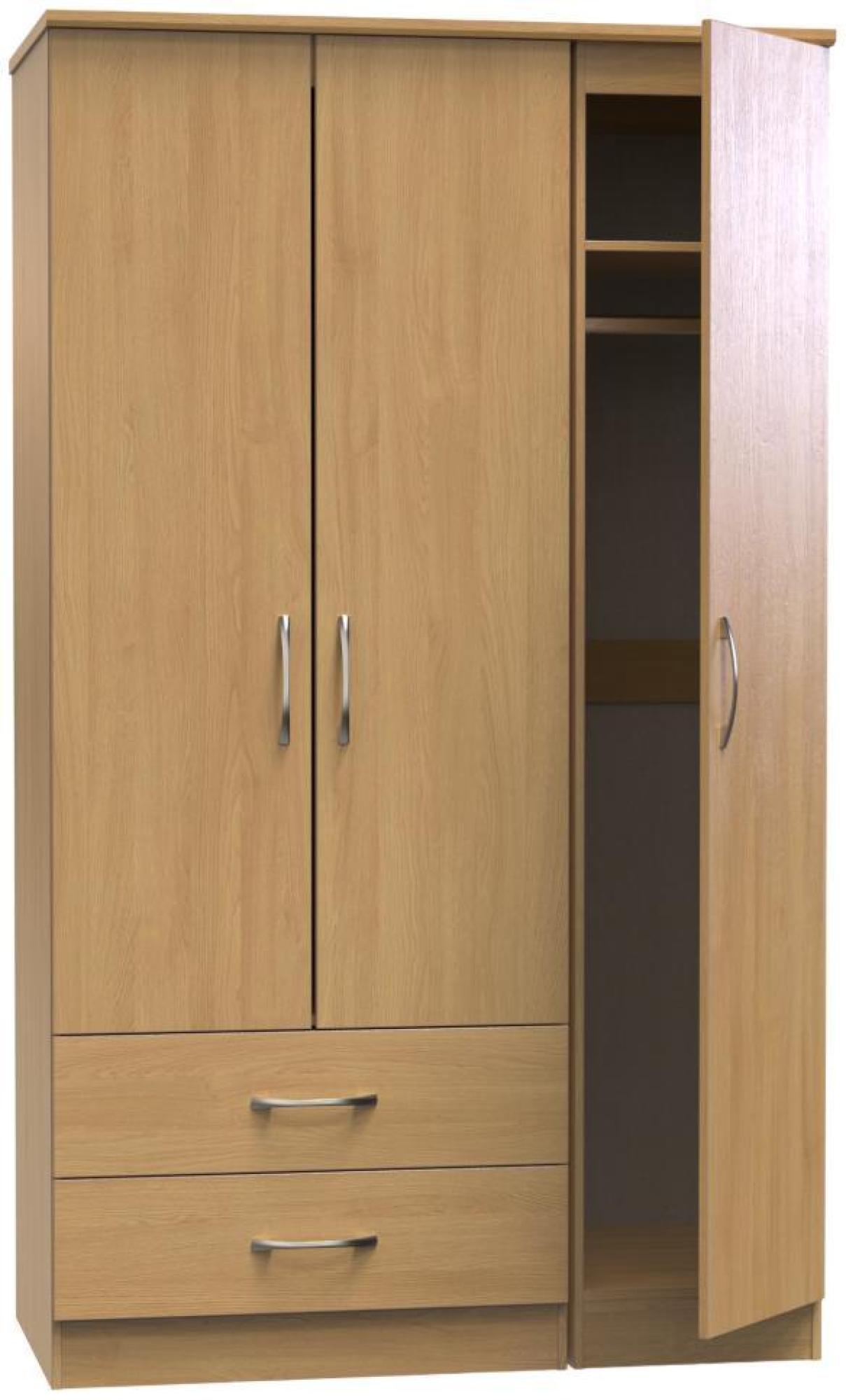 Eve Wardrobe - 3 Door - Tall - Triple - LHF 2 Drawers - Oak