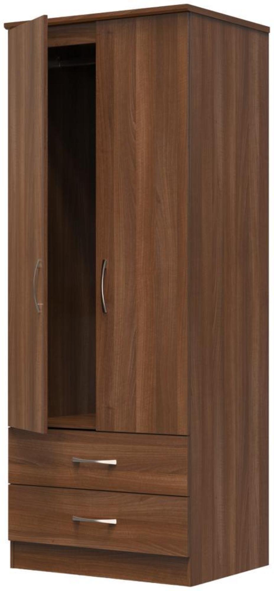 Eve Wardrobe - 2 Door - 2 Drawer - Double - Tall - Walnut