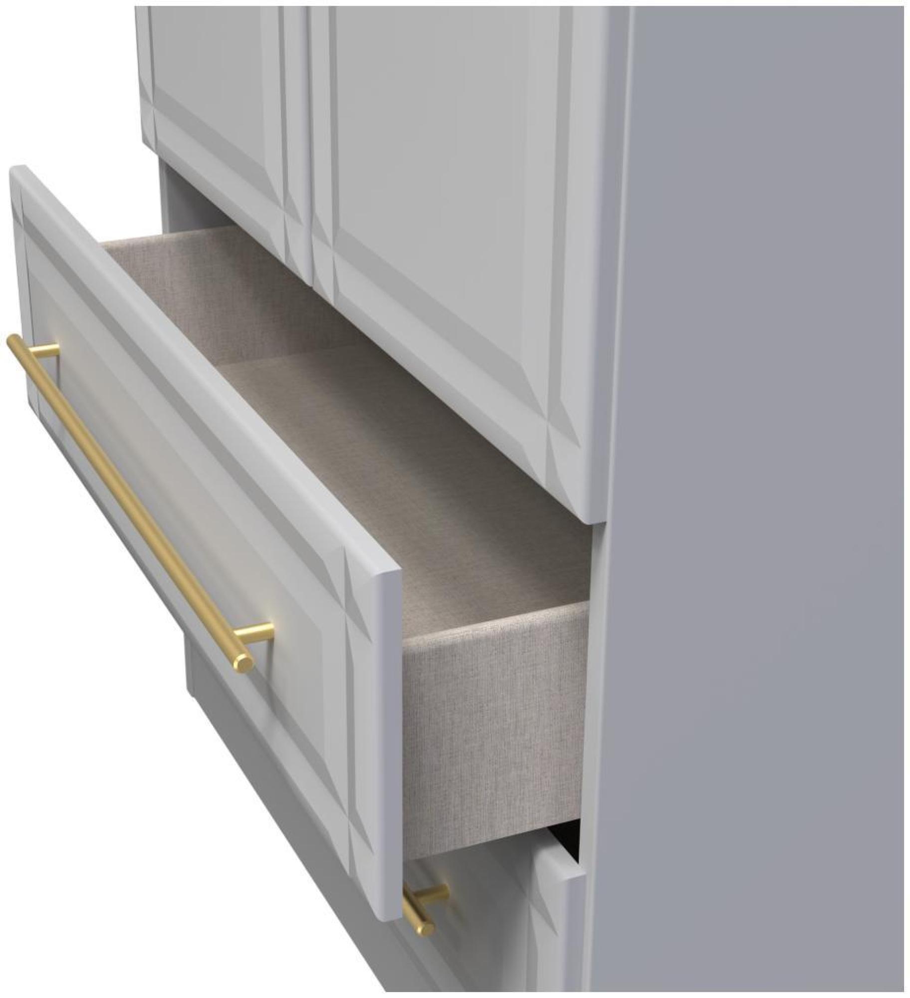 Faye Wardrobe - 2 Door - 2 Drawer - Double - Grey