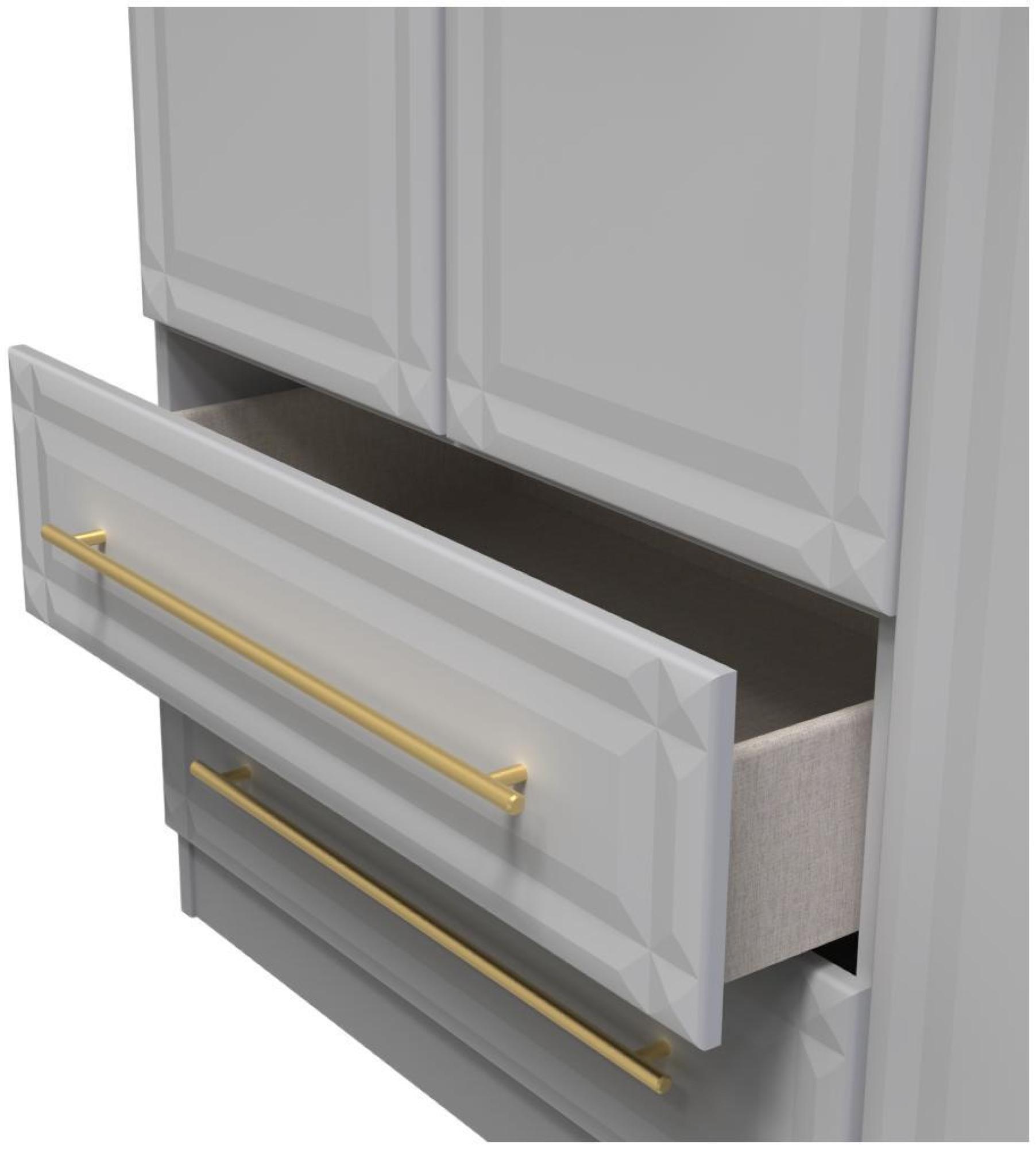 Faye Wardrobe - 3 Door - Triple - LHF 2 Drawers - Grey