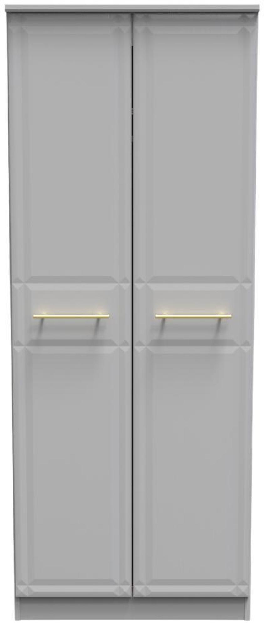 Faye Grey Ash 2 Door Plain Tall Wardrobe